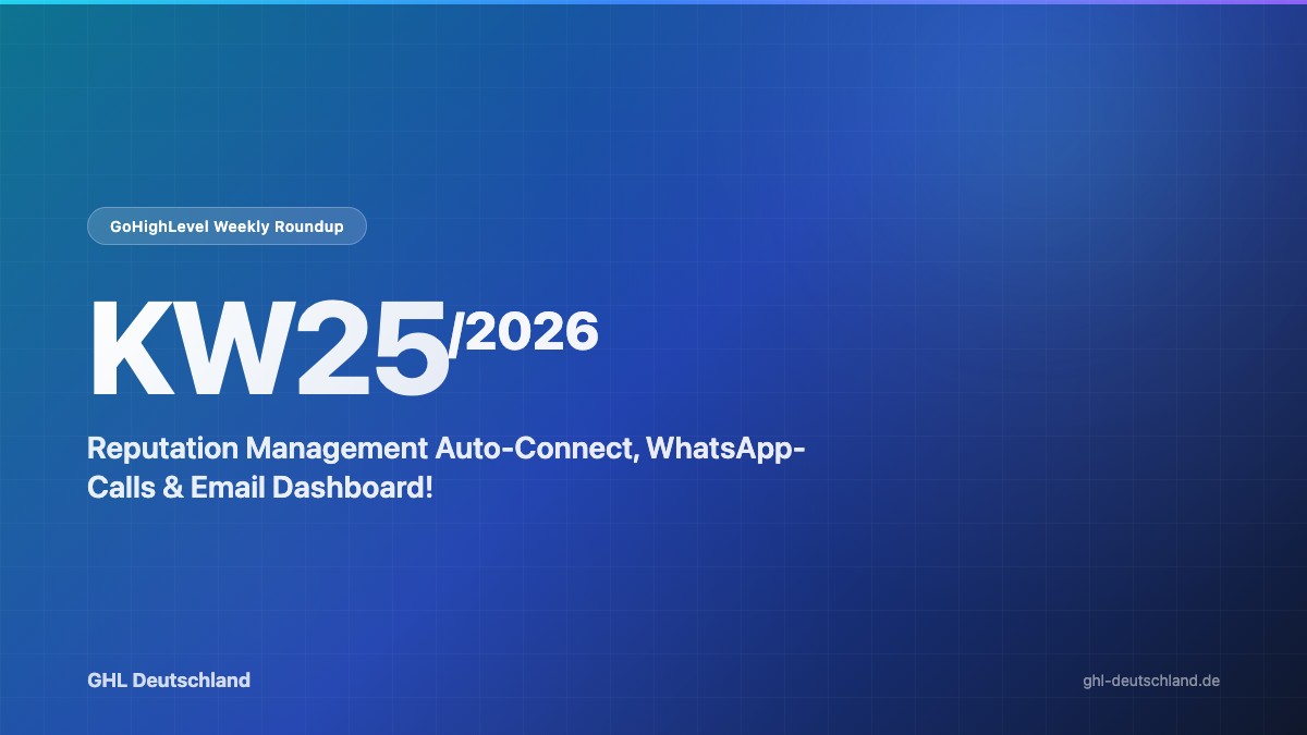 GoHighLevel Roundup KW25/2026: Reputation Auto-Detect